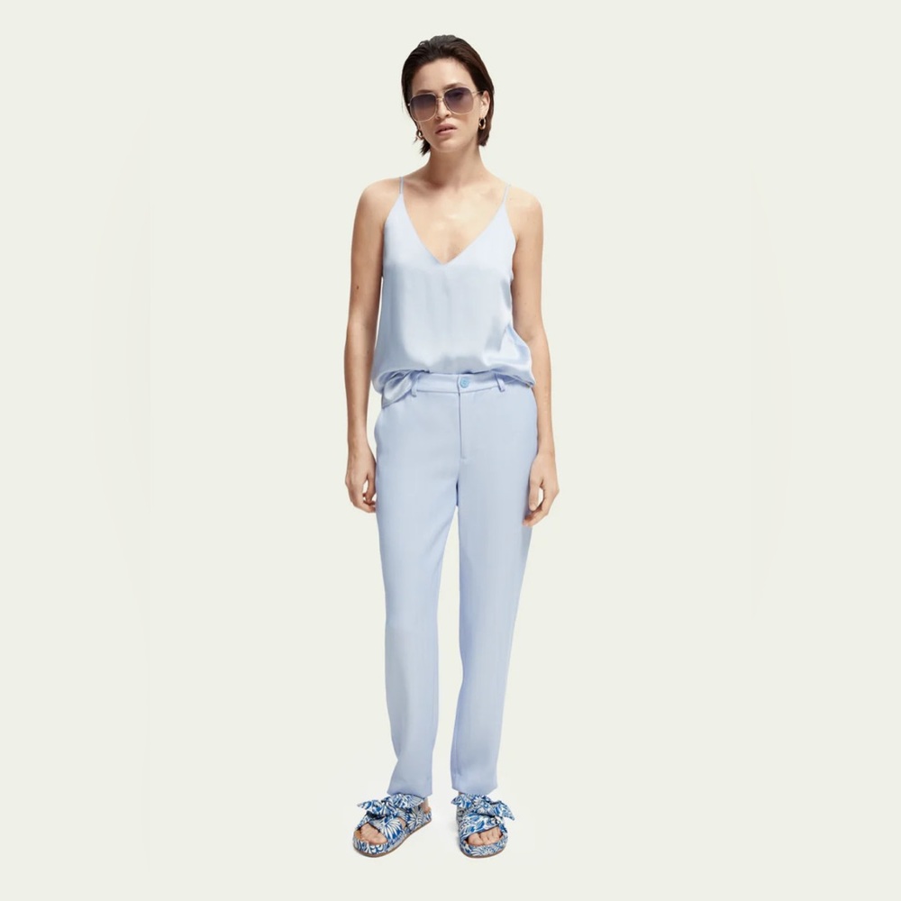 Light Blue V-Neck Camisole & Trousers Set
